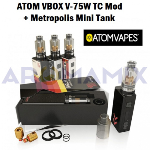 ATOM VBOX V-75W TC Mod  + Metropolis Mini Tank купить в Москве, Vape, Вейп, Электронные сигареты, Жидкости