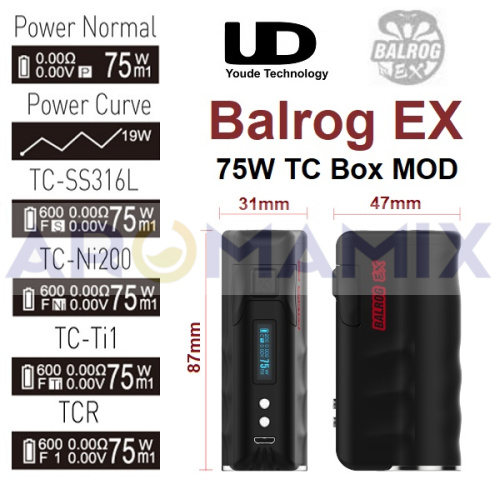UD Balrog EX 75W TC mod купить в Москве, Vape, Вейп, Электронные сигареты, Жидкости фото 4
