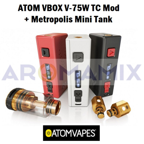 ATOM VBOX V-75W TC Mod  + Metropolis Mini Tank купить в Москве, Vape, Вейп, Электронные сигареты, Жидкости фото 2